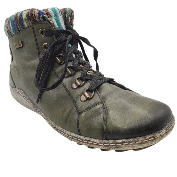 Remonte by Rieker Liv Biker Boot in Green Leather and Texture Yarn EU 39 US 8.5 - Picture 1 of 12